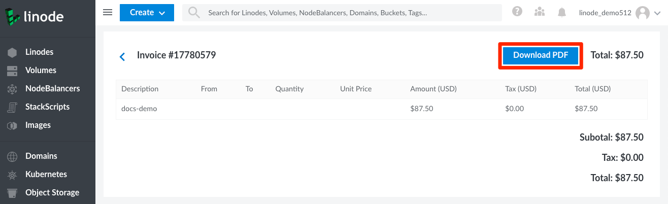 Cloud Manager Download Invoice from Detail View Cloud Manager Download Invoice from Detail View