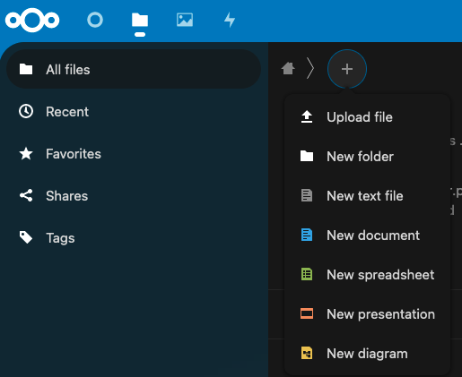 Add a new Nextcloud Office file Add a new Nextcloud Office file