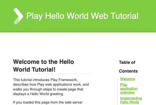 Play “Hello, World!” example application Play “Hello, World!” example application