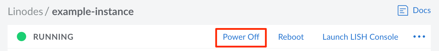 Screenshot of a Compute Instance Details page with the Power Off button highlighted Screenshot of a Compute Instance Details page with the Power Off button highlighted