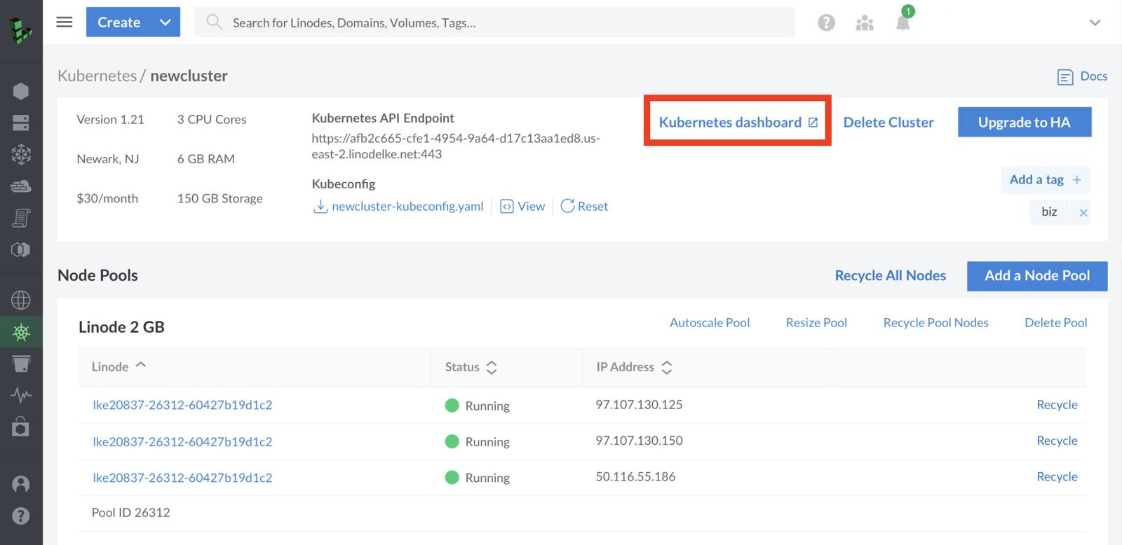 Access LKE Dashboard Access LKE Dashboard