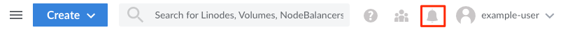 The notification bell icon on the Cloud Manager The notification bell icon on the Cloud Manager